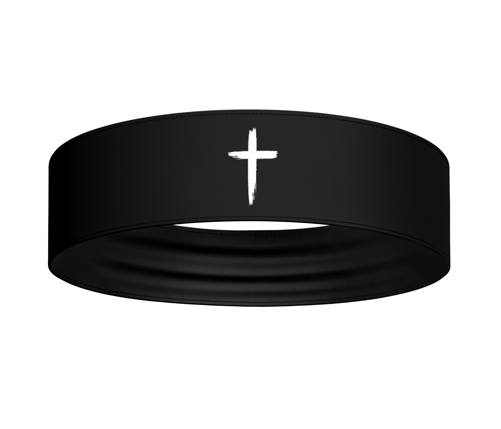 Black Headband: Distressed Cross
