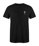 Black w/ Matte Metallic Silver Distressed Cross